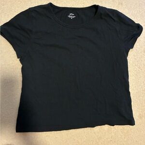 J. Crew Black Organic Slub Short Sleeve Cropped Tee M 90s
